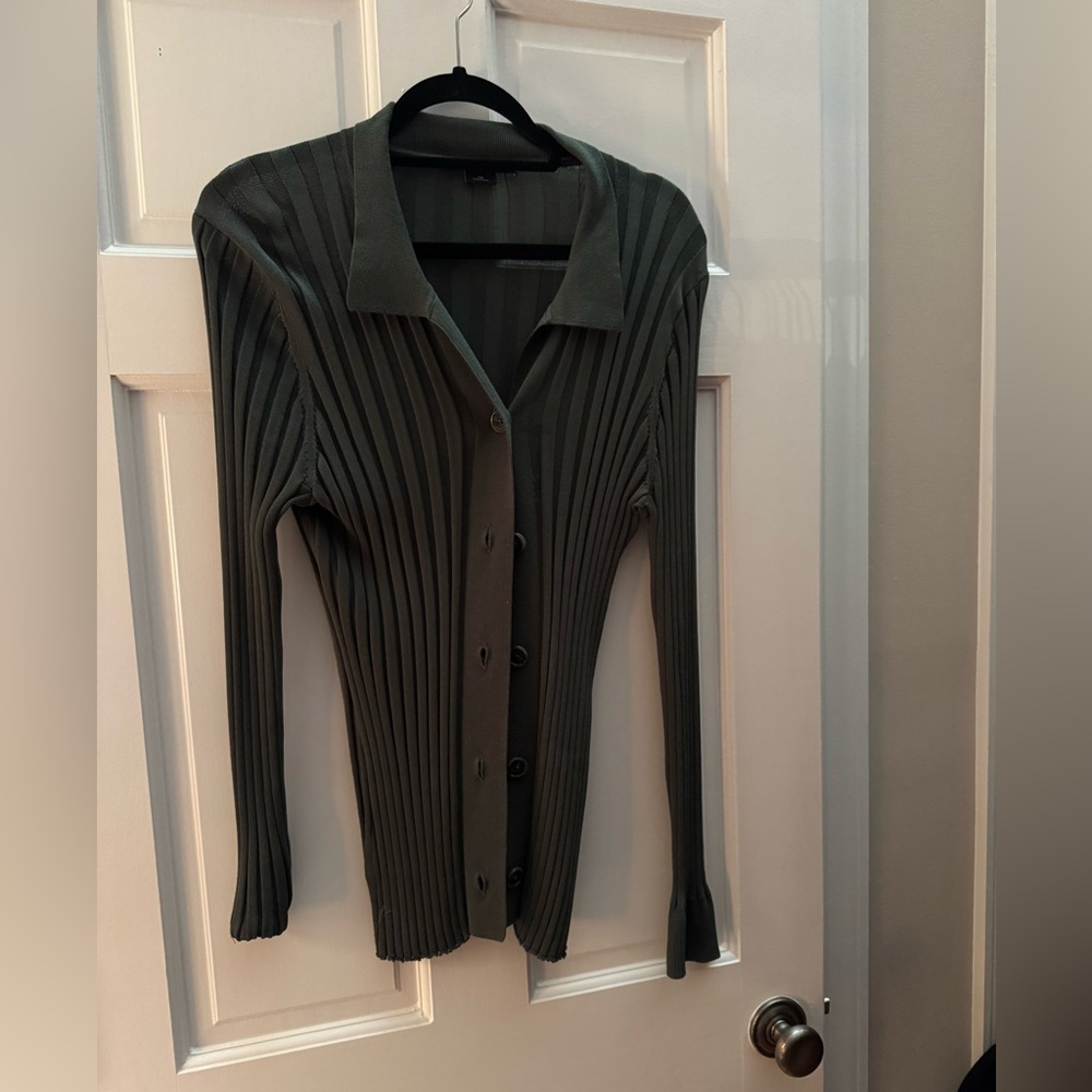 Worth Ribbed Button-Up Cardigan